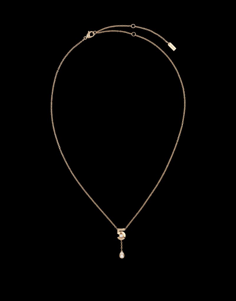 Chanel Extrait De N°5 Necklace Beige Gold For Women J12429