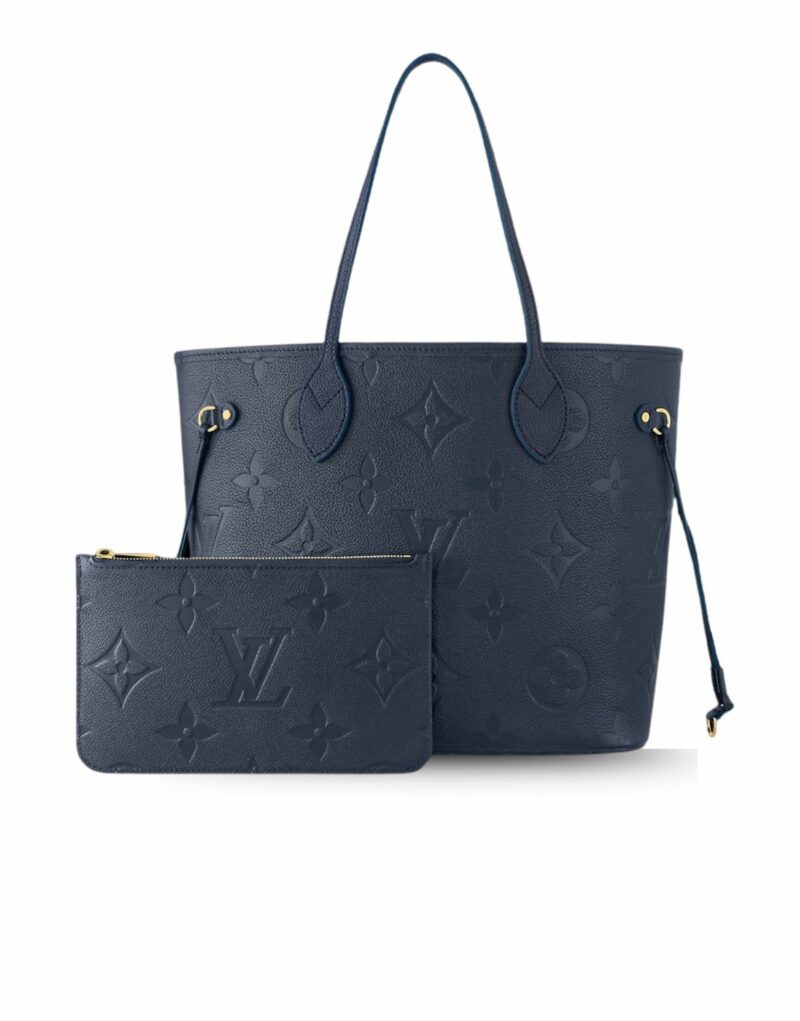 Louis Vuitton Neverfull MM Monogram Empreinte Navy Blue For Women 31cm/12in M47143