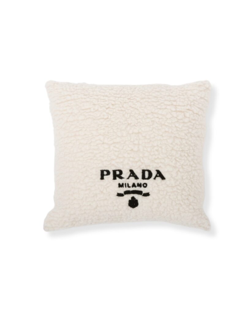 Prada Faux-Fur Cashmere And Wool Throw Pillow Tan/Black 2QB002_2FLI_F0I55