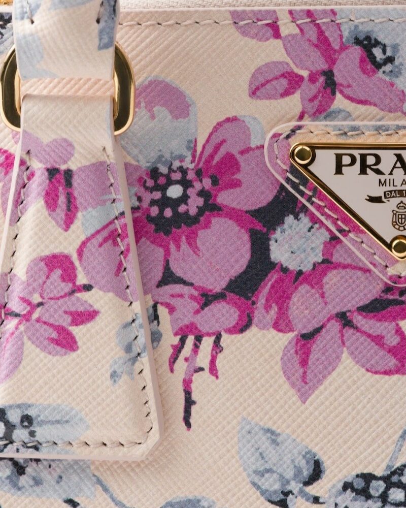 Prada Galleria Printed Saffiano Leather Bag Pink For Women 9.6in/24.5cm 1BA896_2FOM_F0638_V_EVL