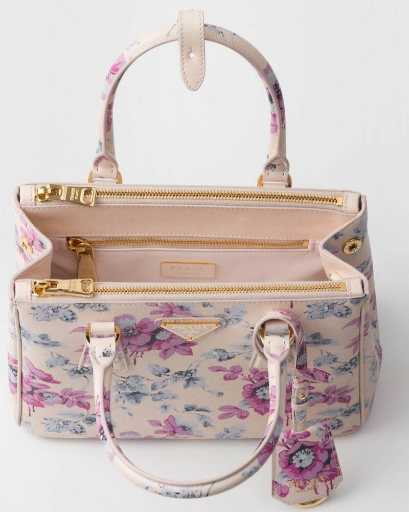 Prada Galleria Printed Saffiano Leather Bag Pink For Women 9.6in/24.5cm 1BA896_2FOM_F0638_V_EVL