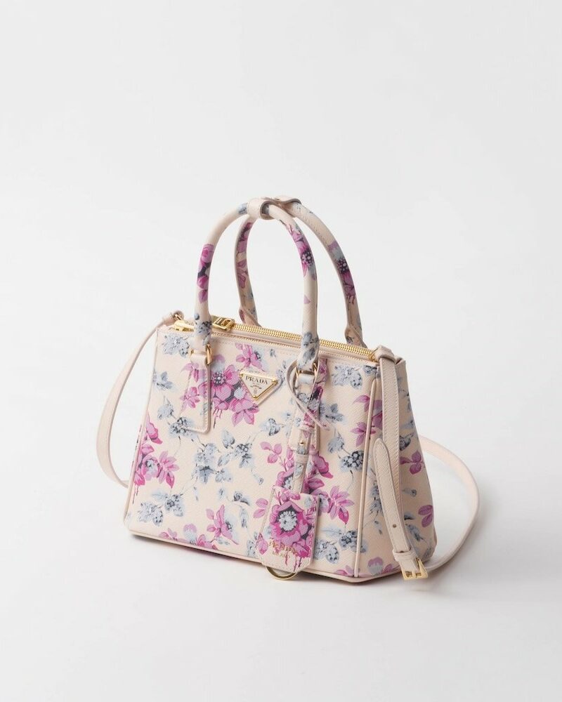 Prada Galleria Printed Saffiano Leather Bag Pink For Women 9.6in/24.5cm 1BA896_2FOM_F0638_V_EVL