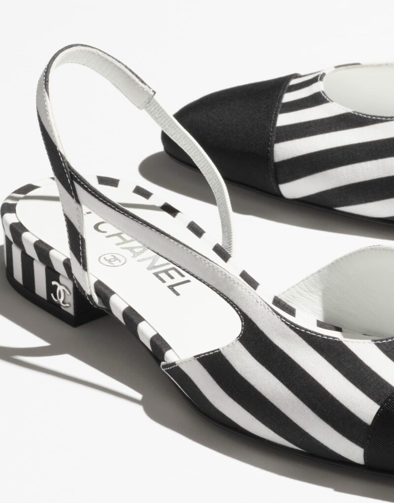 Chanel Slingbacks Sandals White And Black For Women G31319 B16024 NW006
