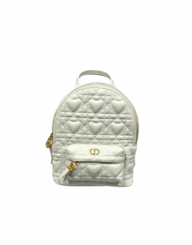 Dior Mini Dior Backpack Cannage White For Men 8 in/21cm