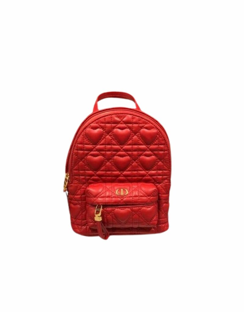 Dior Mini Dior Backpack Cannage Red For Men 8 in/21cm