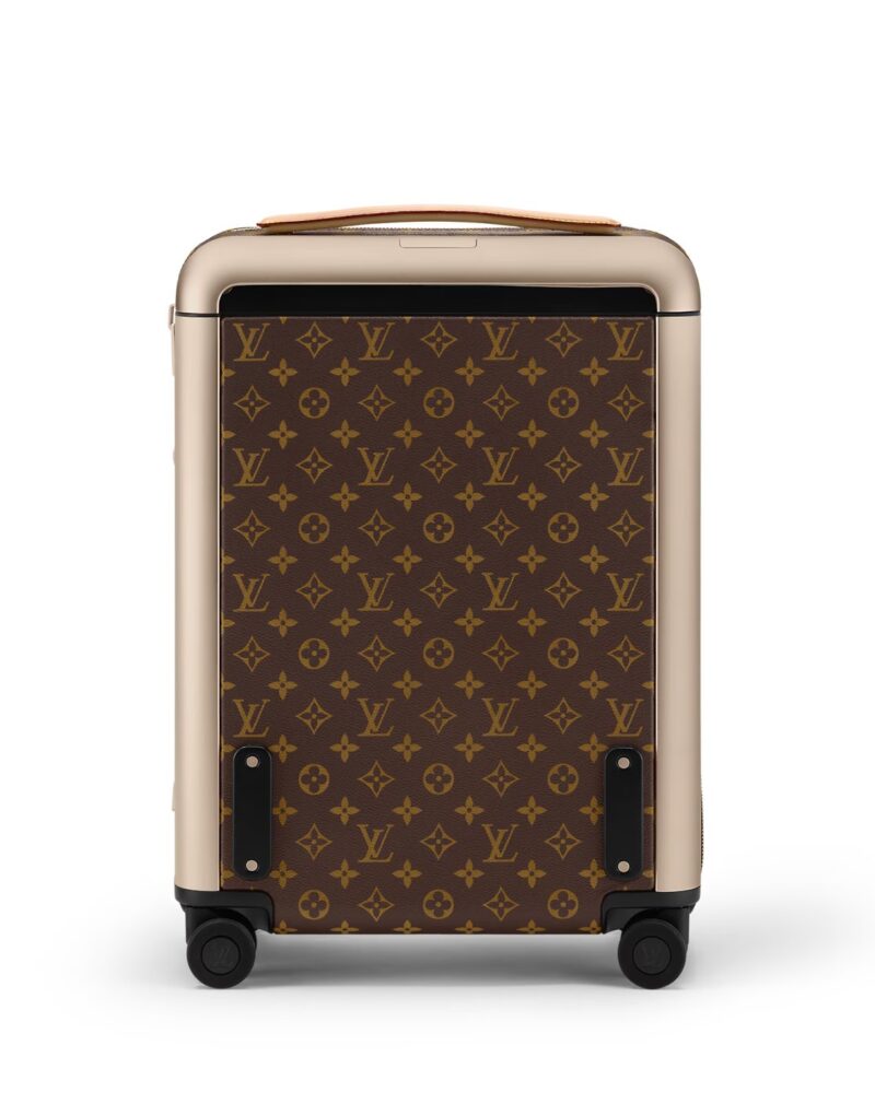 Travel Set: Louis Vuitton Horizon 50 Suitcase + Louis Vuitton Neverfull GM Tote Bag + Louis Vuitton The LV Pilot Sunglasses + Hermes Horse Cap White Hermes Cap