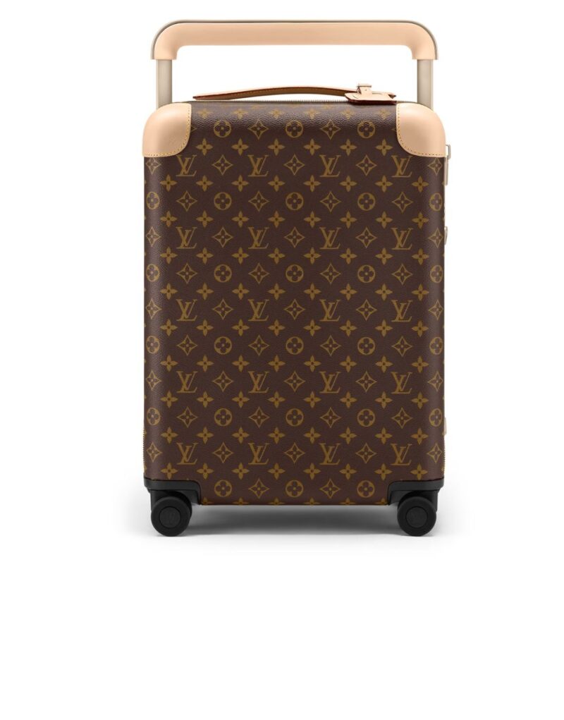 Travel Set: Louis Vuitton Horizon 50 Suitcase + Louis Vuitton Neverfull GM Tote Bag + Louis Vuitton The LV Pilot Sunglasses + Hermes Horse Cap White Hermes Cap