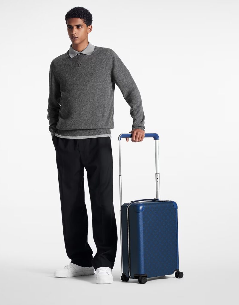 Travel Set: Louis Vuitton Horizon 55 Suitcase + Chanel 24S Denim Blue Hobo Bag + Dior Club M2U + Chanel Cap