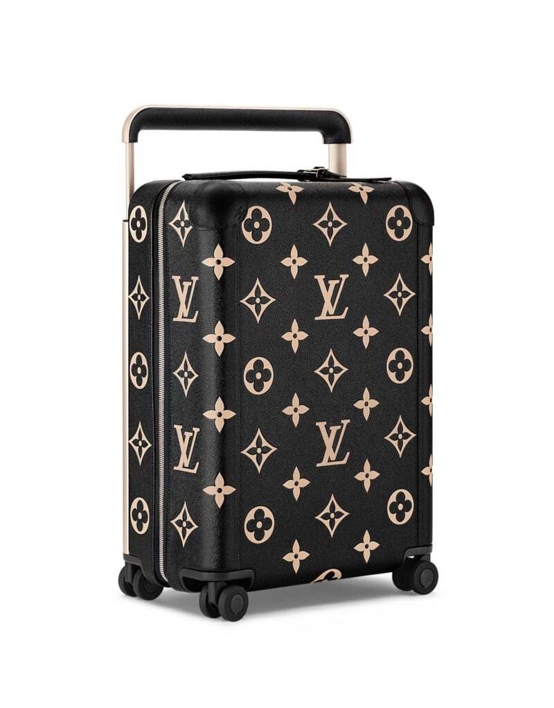 Travel Set: Louis Vuitton Horizon 55 Suitcase + Louis Vuitton Cosmetic PM Pouch Bag + Chanel Square Sunglasses + Dior Diorclub V1U Hat