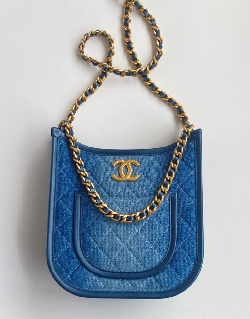 Travel Set: Louis Vuitton Horizon 55 Suitcase + Chanel 24S Denim Blue Hobo Bag + Dior Club M2U + Chanel Cap
