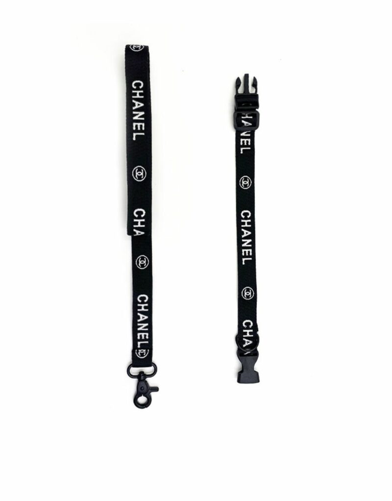 Chanel Collar And Leash Black For Pet