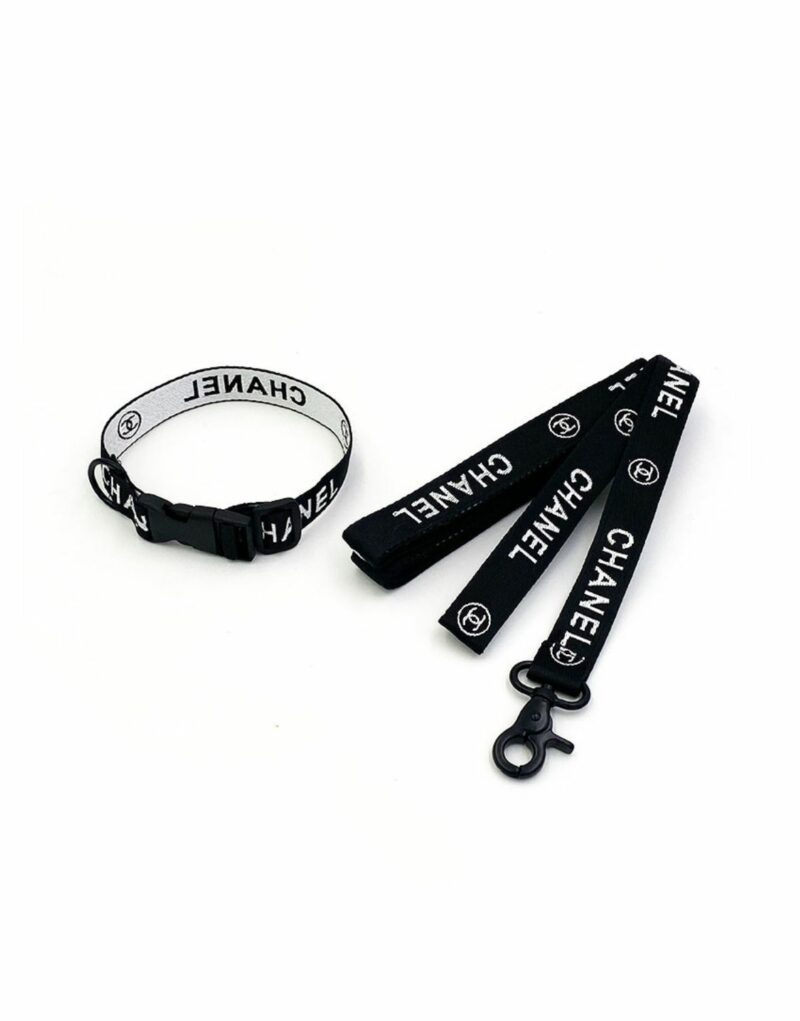 Chanel Collar And Leash Black For Pet