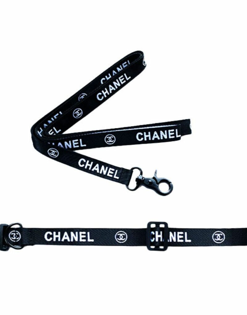 Chanel Collar And Leash Black For Pet