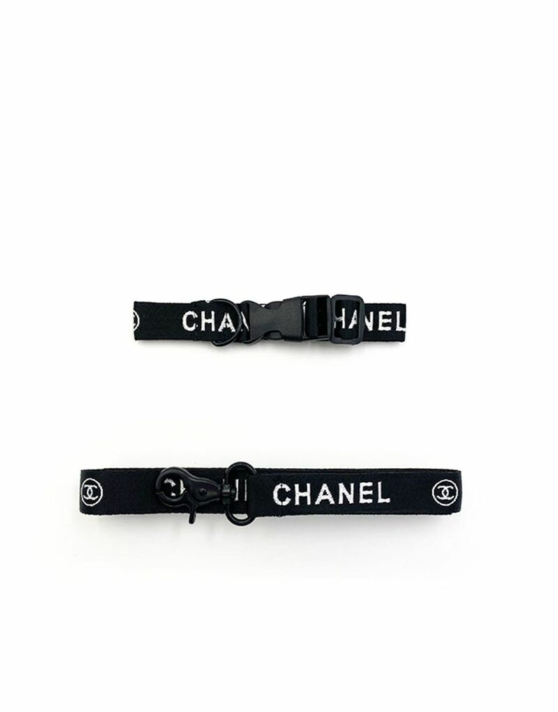 Chanel Collar And Leash Black For Pet