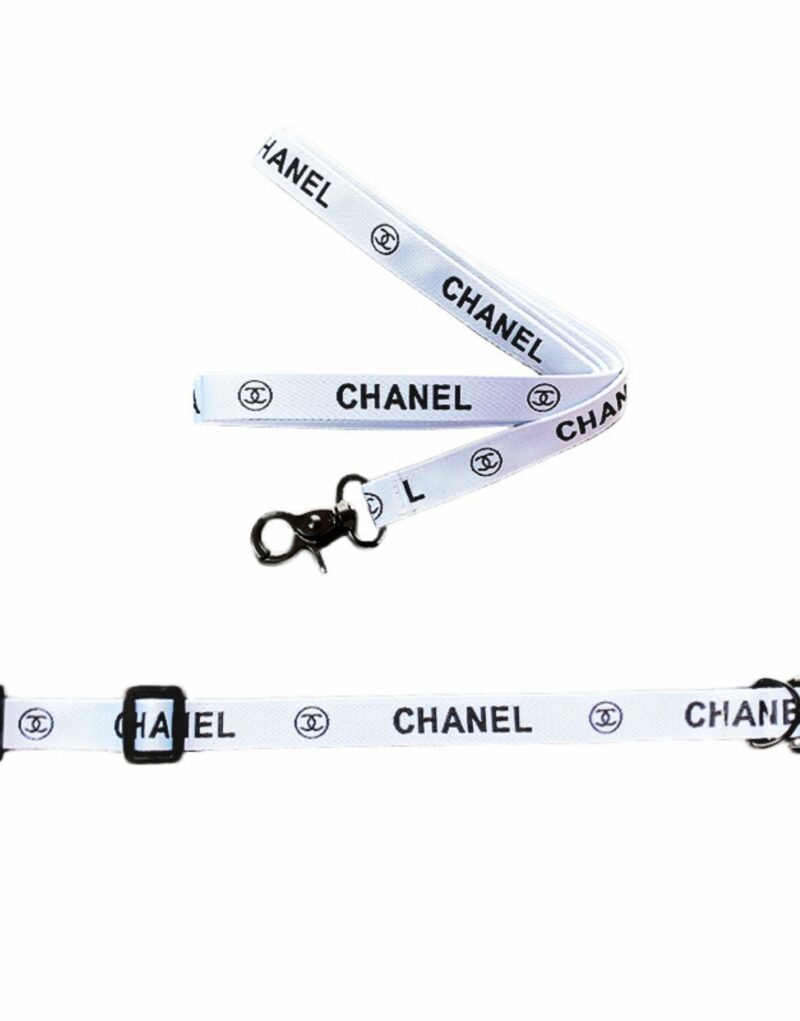 Chanel Collar And Leash White For Pet