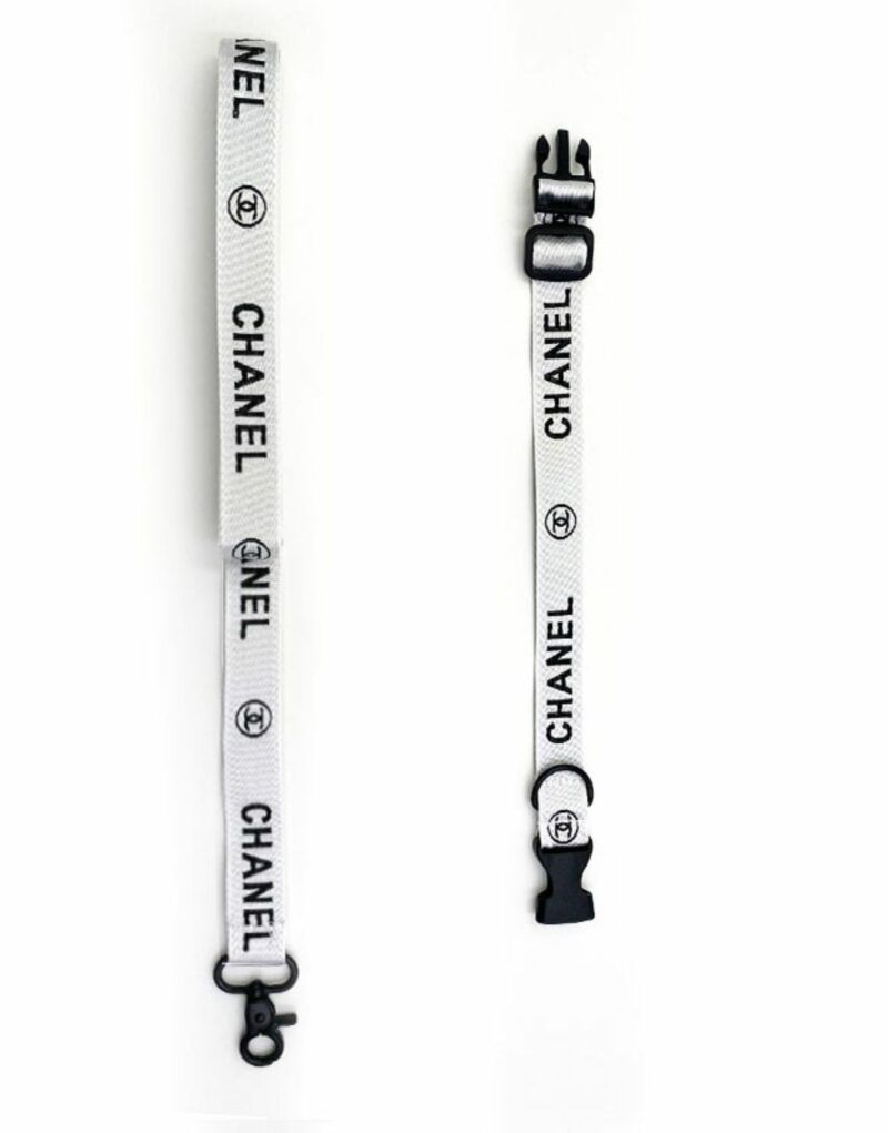 Chanel Collar And Leash White For Pet