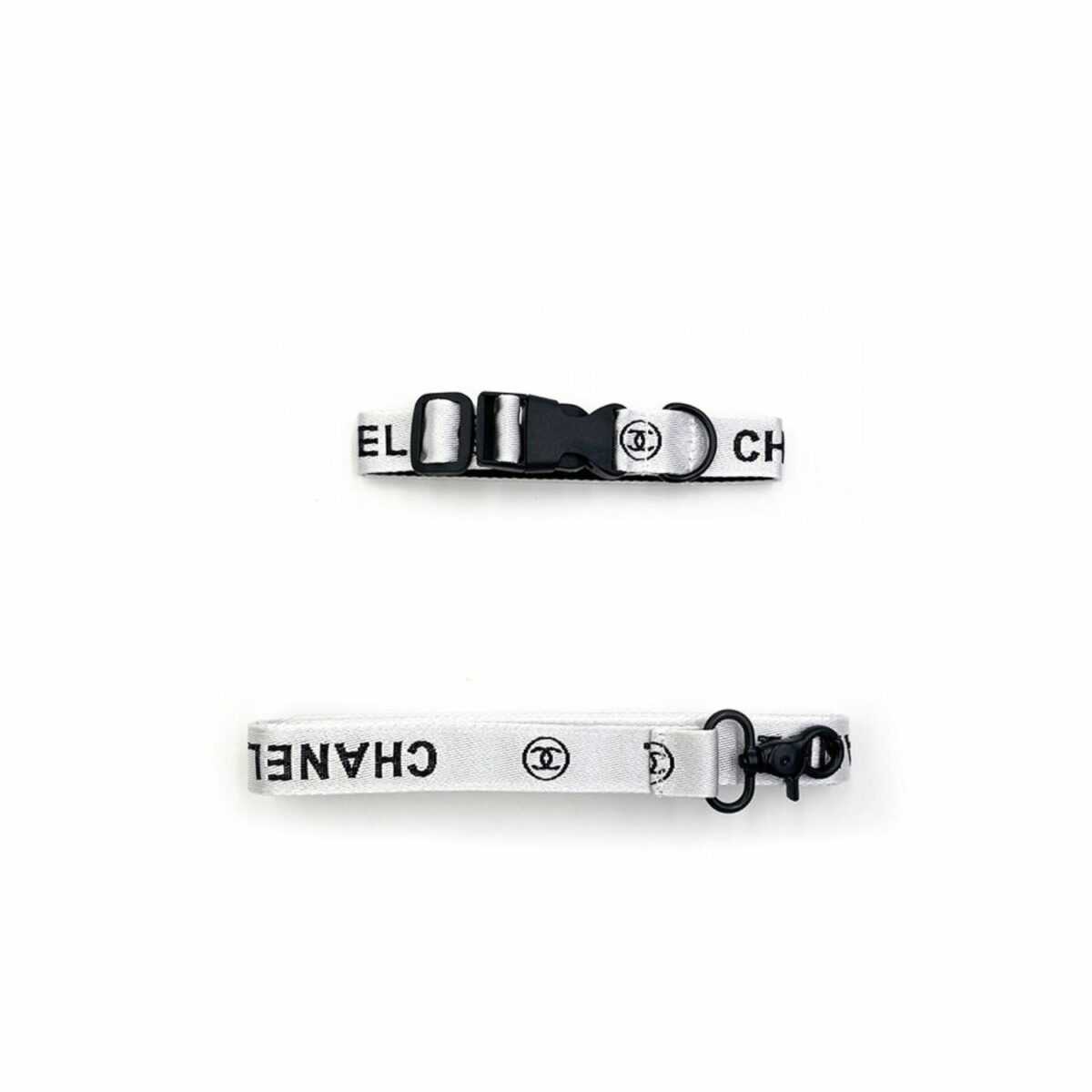 Chanel Collar And Leash White For Pet