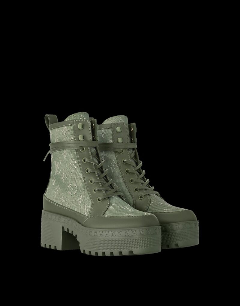 Louis Vuitton Laureate Platform Desert Boot Khaki Green For Women 1ACL3K