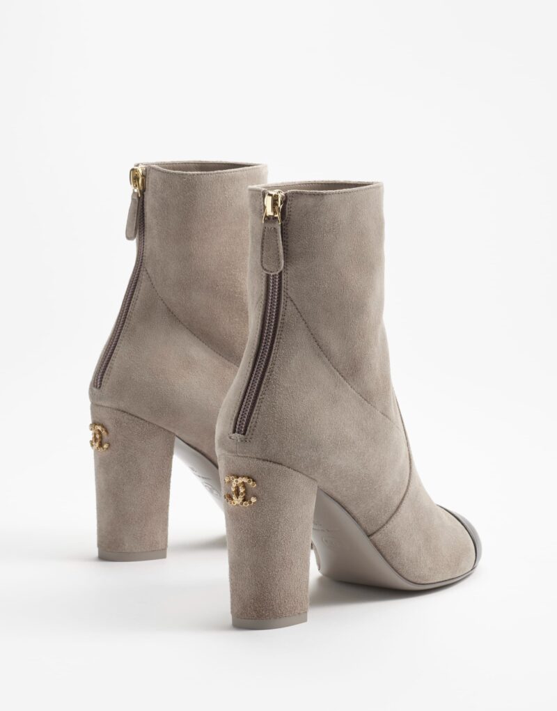 Chanel Short Boots Gray And Black For Women G45900 B17982 NZV06