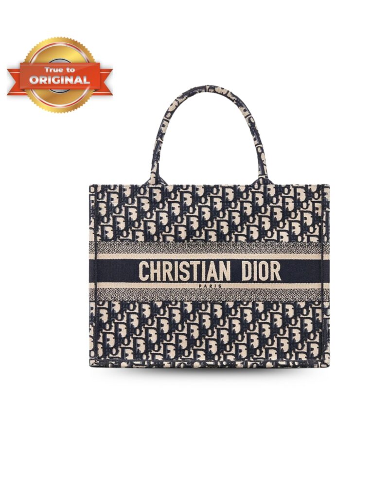 [True-to-ORIGINAL] Christian Dior Medium Dior Book Tote Bag Blue For Women 14in/36cm CD M1296ZRIW_M928