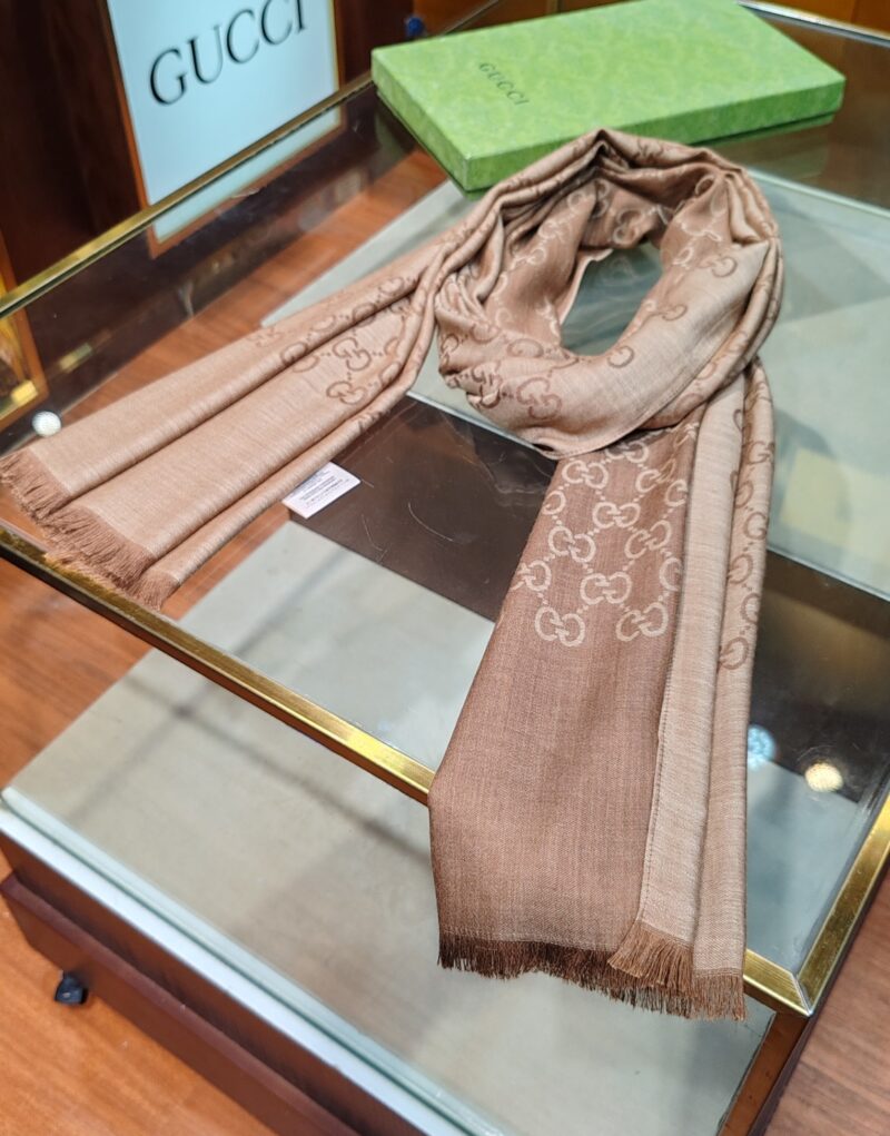 Gucci Muffler Stole Scarf Light Brown 200cm/79in For Women