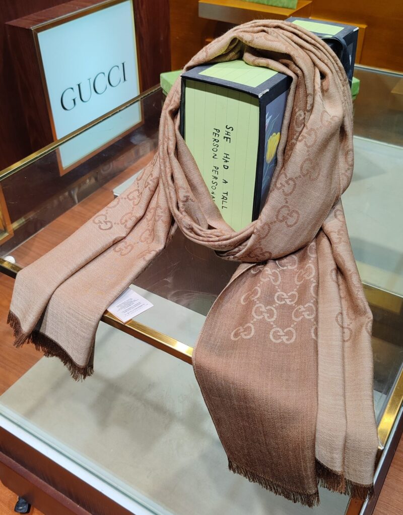 Gucci Muffler Stole Scarf Light Brown 200cm/79in For Women