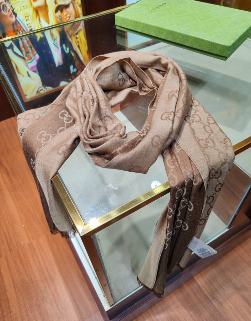 Gucci Muffler Stole Scarf Light Brown 200cm/79in For Women
