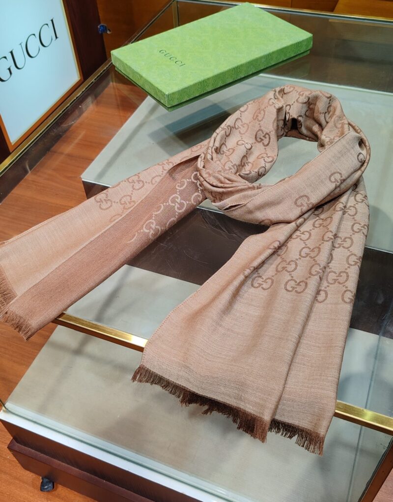 Gucci Muffler Stole Scarf Light Brown 200cm/79in For Women