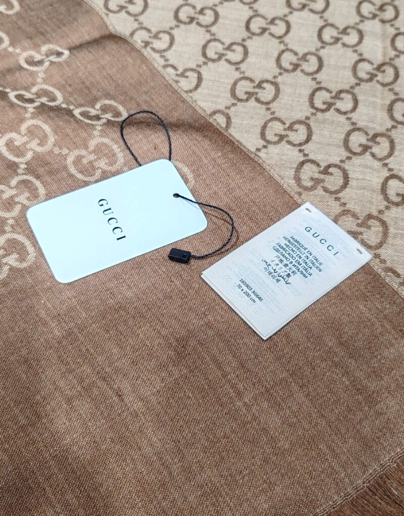 Gucci Muffler Stole Scarf Light Brown 200cm/79in For Women