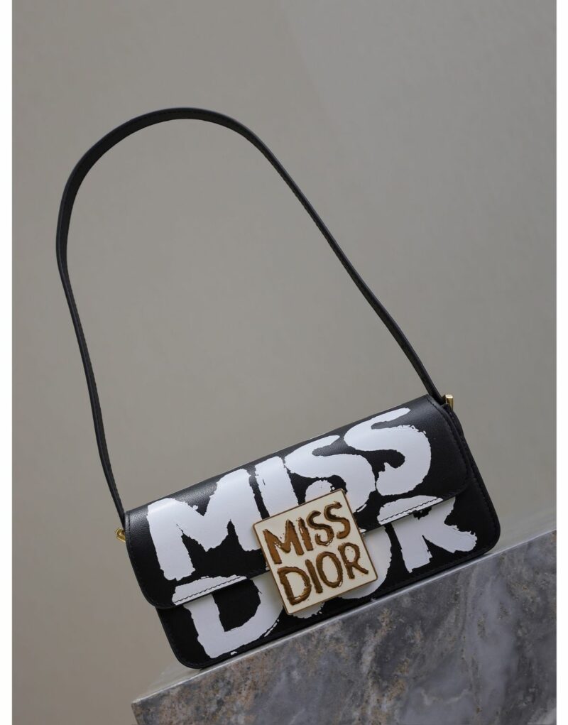 Miss Dior Flap Bag Black & White For Women 22cm/8.5in  - M2610UZCJ_M911