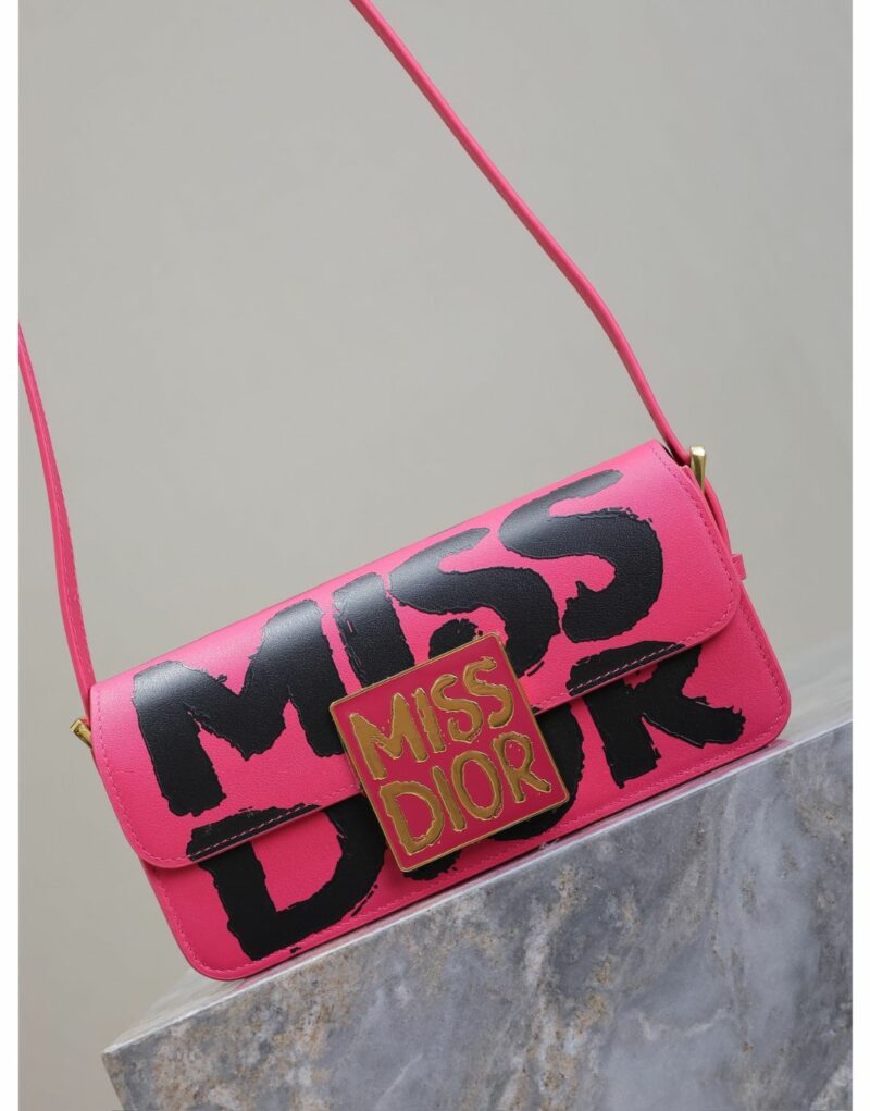Miss Dior Flap Bag Fuchsia and Black For Women 22cm/8.5in  - M2610UZCJ_M929