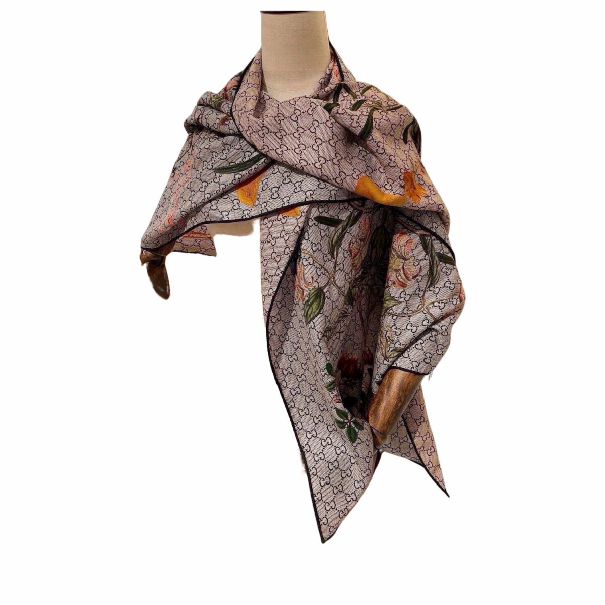 Gucci Floral Cashmere Monogram Scarf 180cm/71in For Women