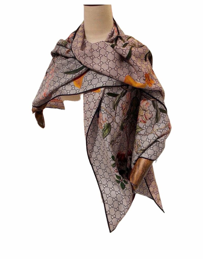 Gucci Floral Cashmere Monogram Scarf 180cm/71in For Women