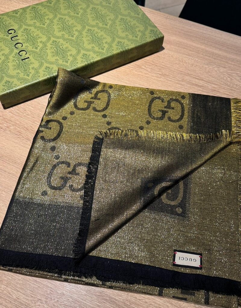 Gucci GG Jacquard Scarf Green 140cm/55in For Women