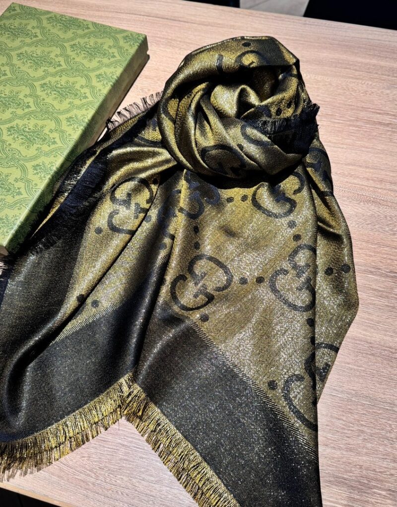 Gucci GG Jacquard Scarf Green 140cm/55in For Women