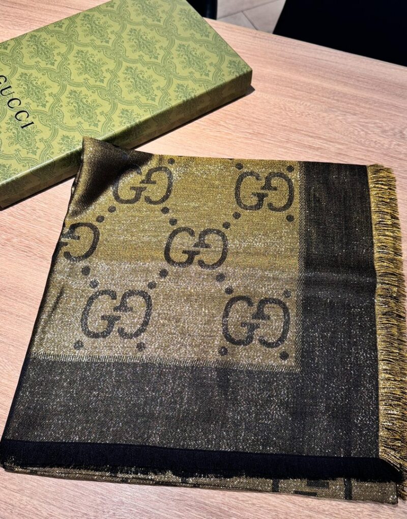 Gucci GG Jacquard Scarf Green 140cm/55in For Women