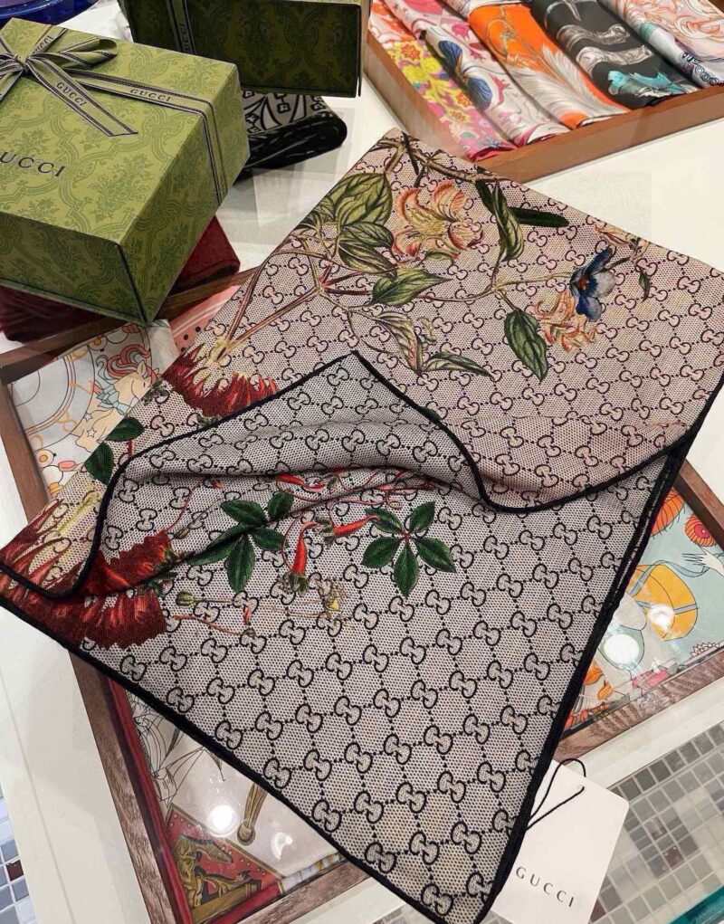 Gucci Floral Cashmere Monogram Scarf 180cm/71in For Women