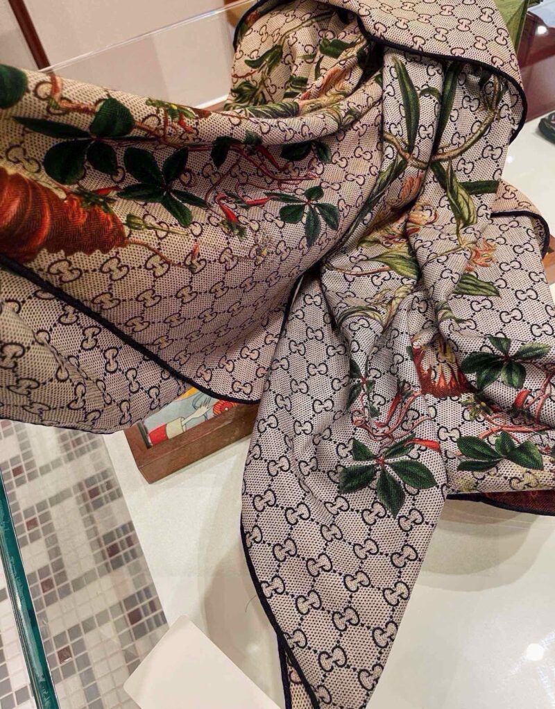 Gucci Floral Cashmere Monogram Scarf 180cm/71in For Women