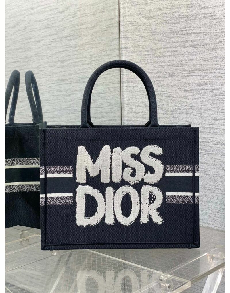 Dior Large Book Tote Bag Black And White For Women 42cm/16.5in - M1286ZEZD_M993