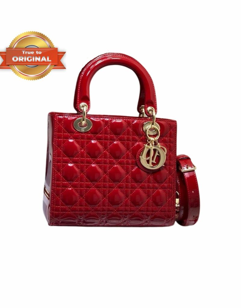 [True-to-ORIGINAL] Christian Dior Lady Dior Medium Bag Red For Women 9.4in/24cm