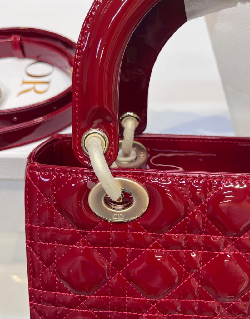 [True-to-ORIGINAL] Christian Dior Lady Dior Medium Bag Red For Women 9.4in/24cm