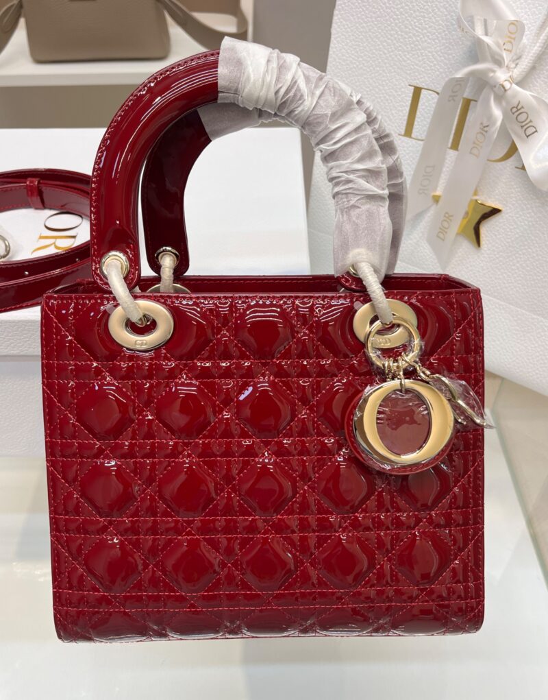 [True-to-ORIGINAL] Christian Dior Lady Dior Medium Bag Red For Women 9.4in/24cm