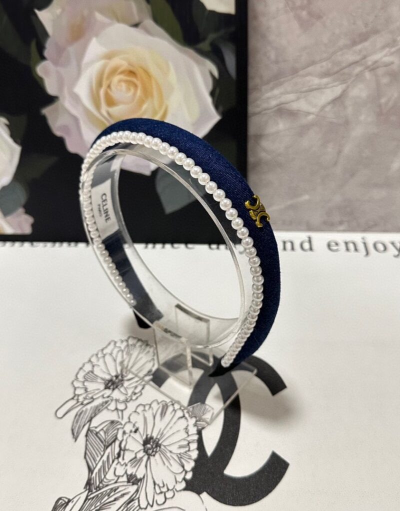 Celine Pearl Hairband Navy Blue For Women