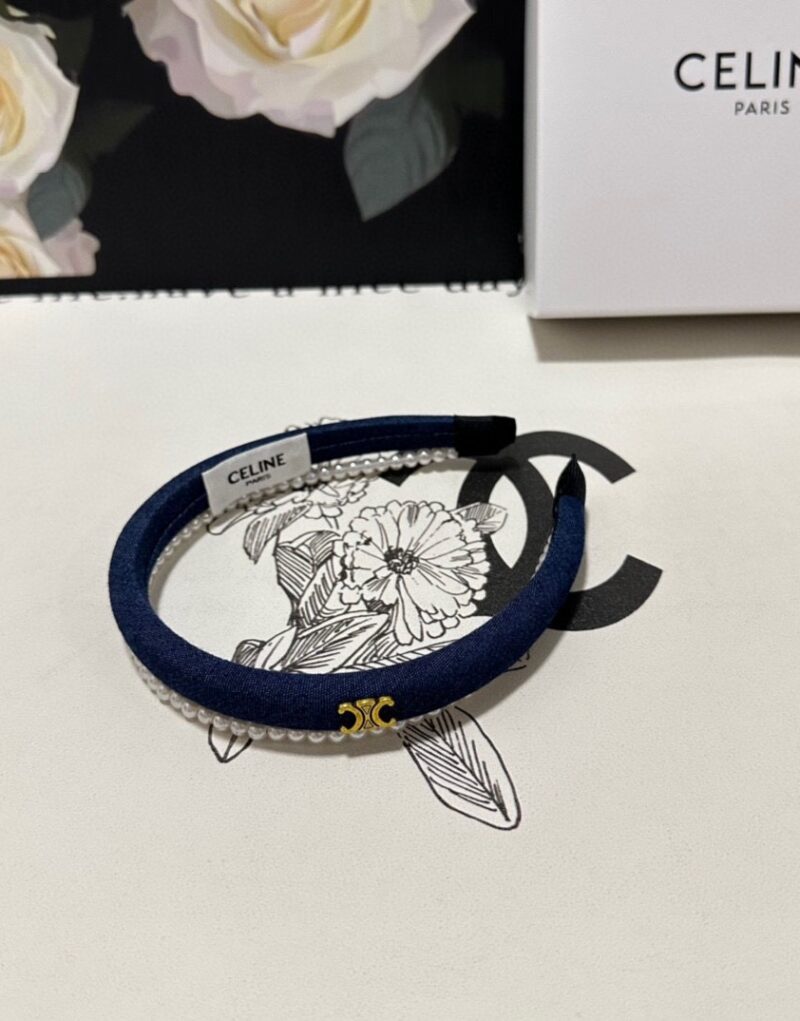 Celine Pearl Hairband Navy Blue For Women
