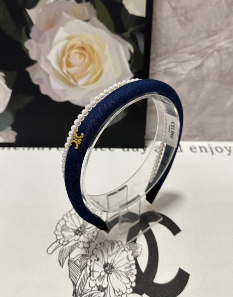 Celine Pearl Hairband Navy Blue For Women