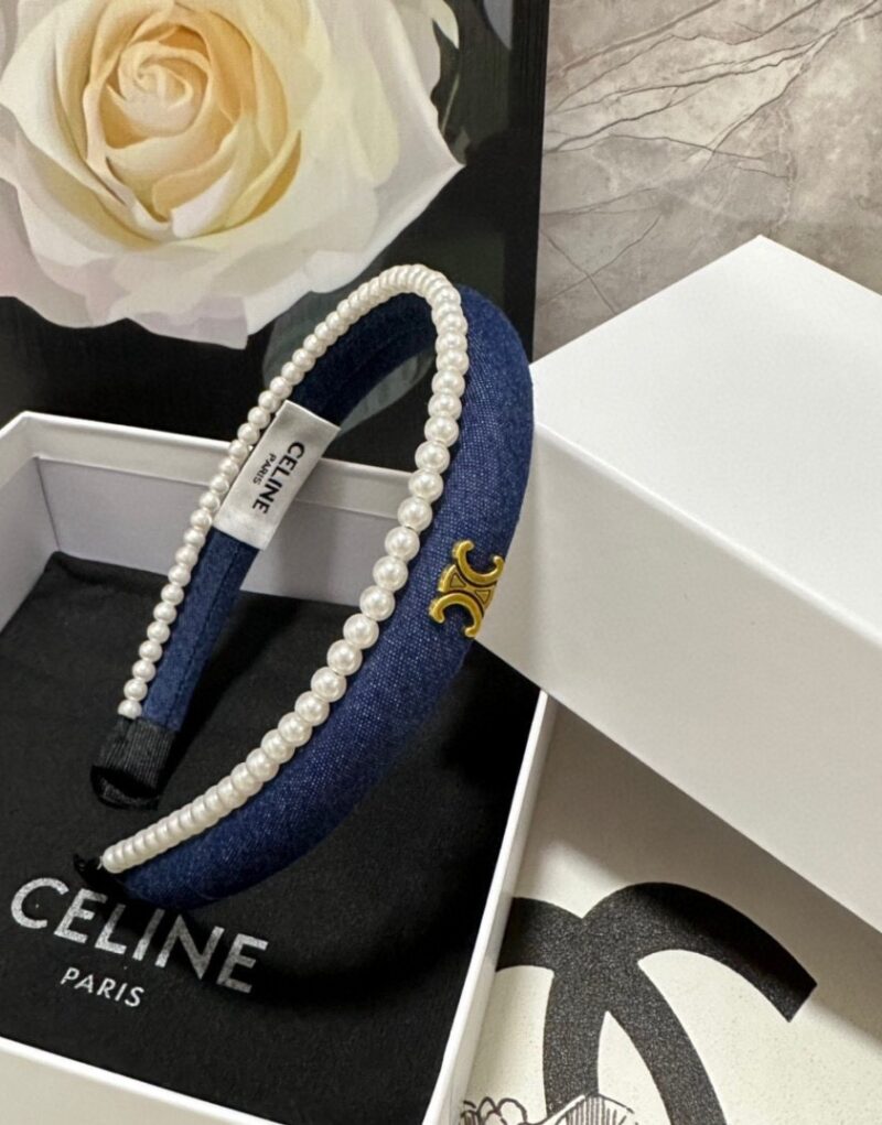 Celine Pearl Hairband Navy Blue For Women
