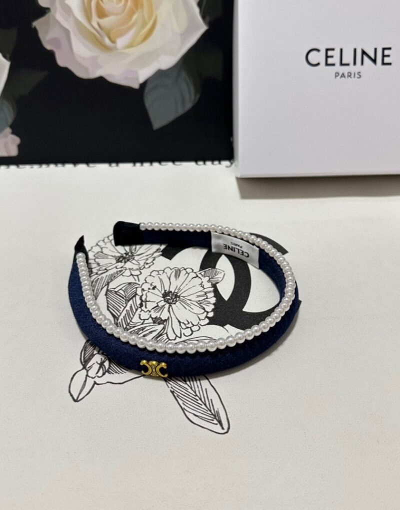Celine Pearl Hairband Navy Blue For Women
