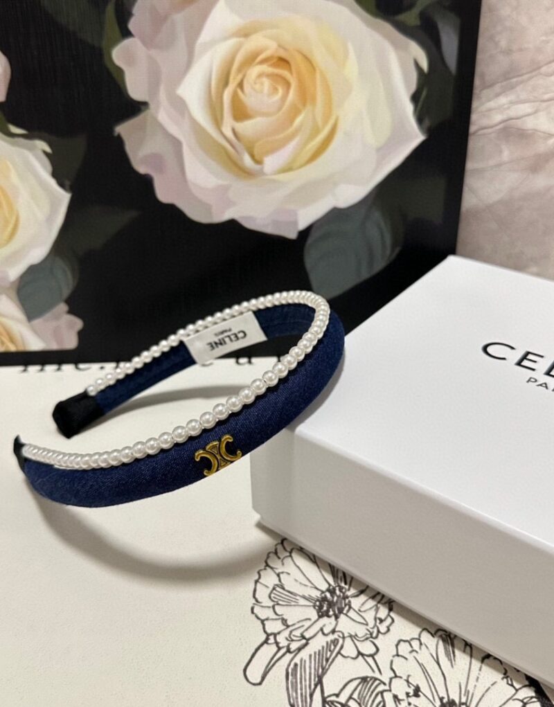Celine Pearl Hairband Navy Blue For Women