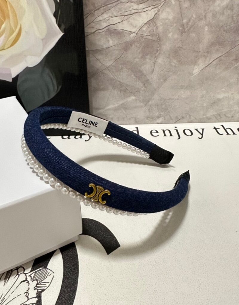Celine Pearl Hairband Navy Blue For Women