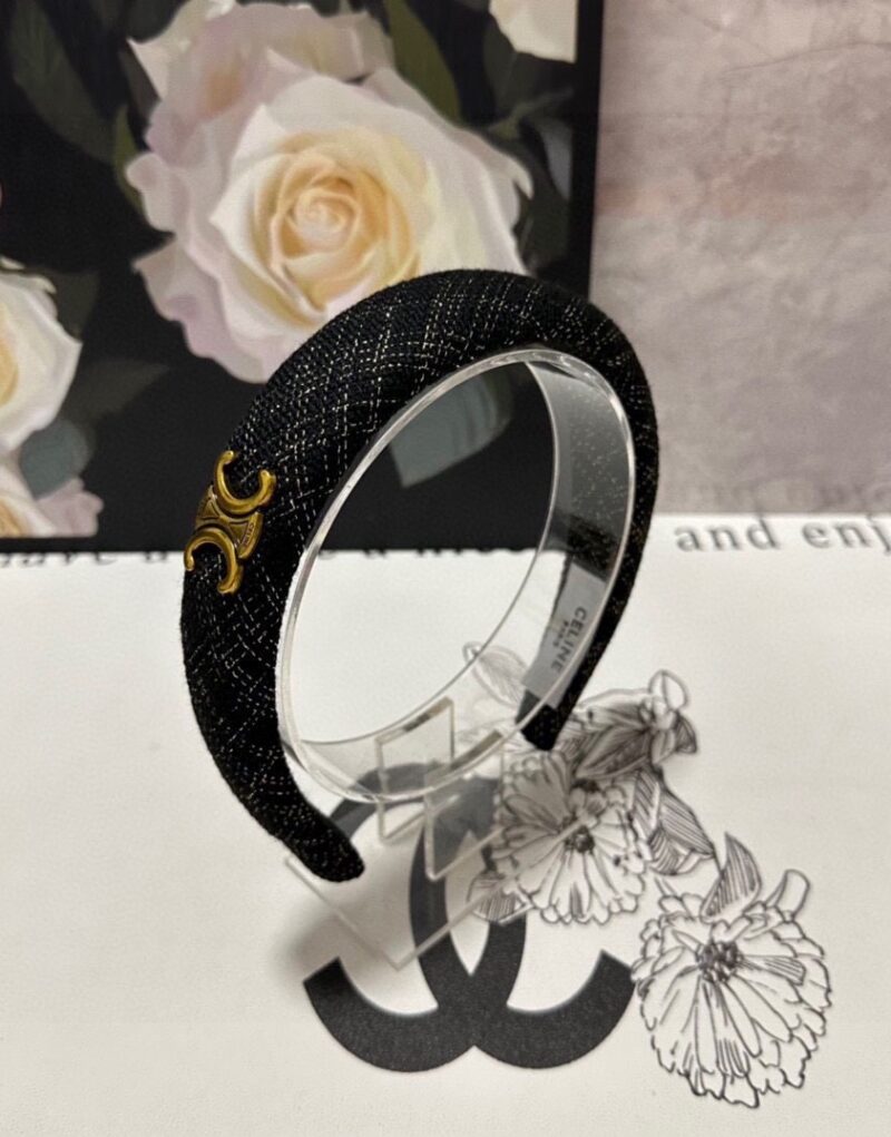 Celine Tweed Hairband Black For Women